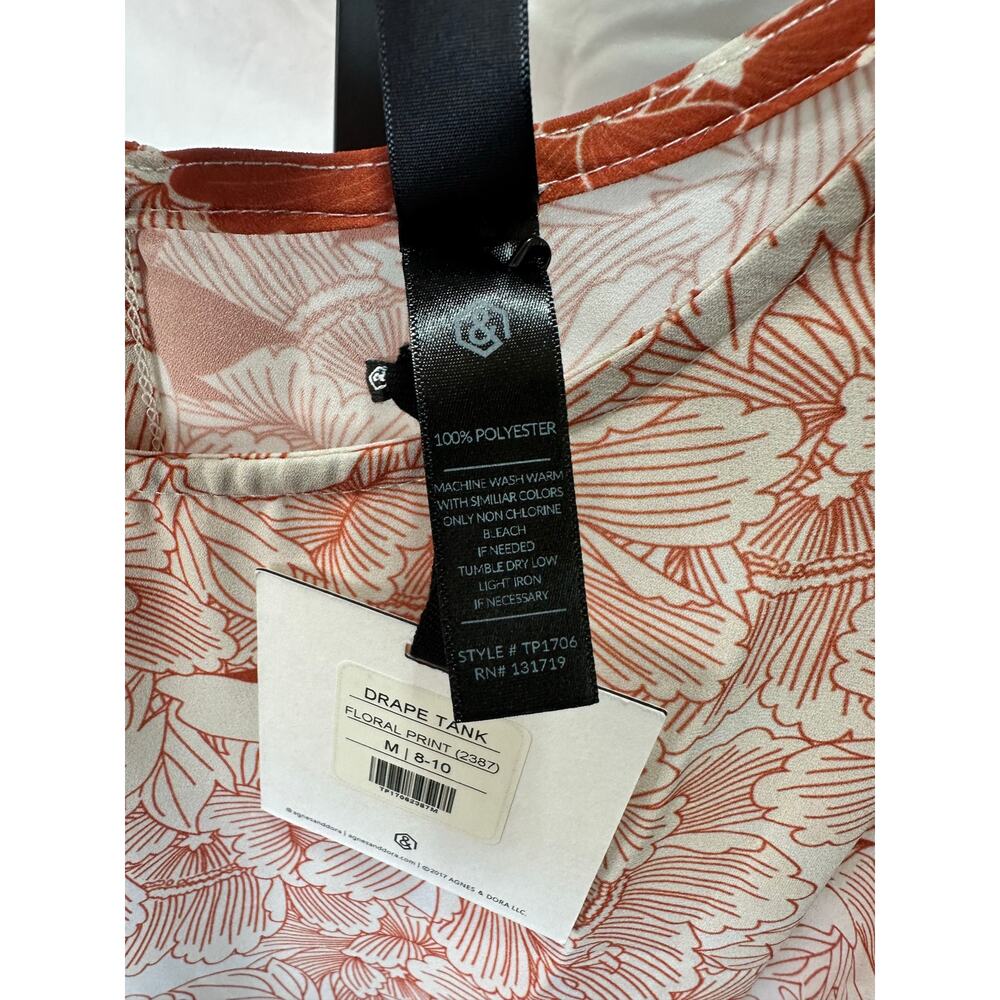 Agnes & Dora NWT Sz S Drape Tank Floral Orange Boho Blouse Prairie Festival - Picture 5 of 5